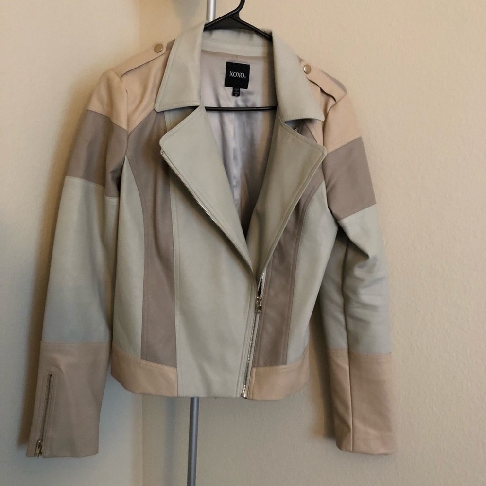 XOXO Color Block Leather Jacket
